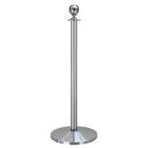 Olmecs Silver Round Top Barrier Pole Only Stanchions (1 Set 2 Pcs)